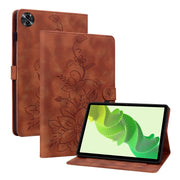 For Realme Pad 2 11.5 Lily Embossed Leather Tablet Case(Brown)