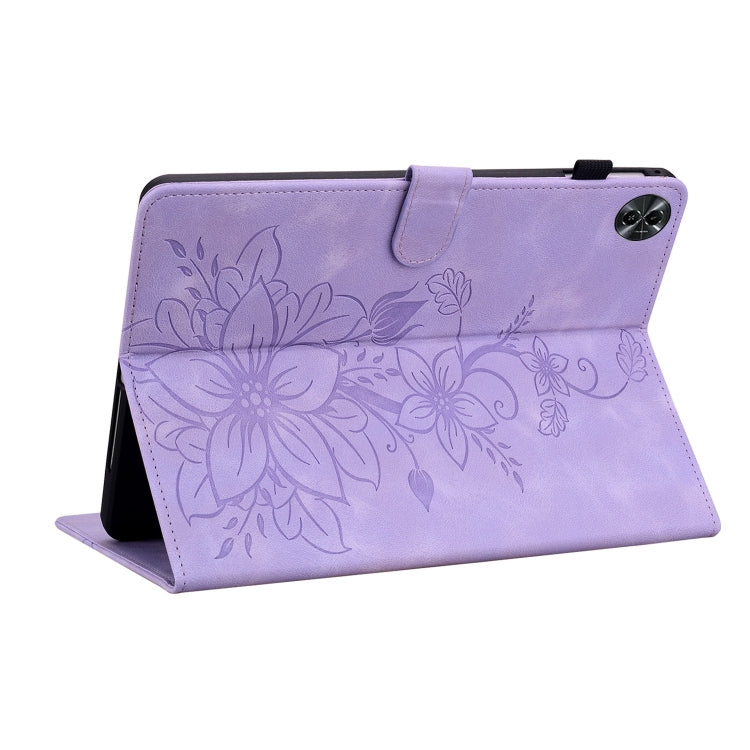 For Realme Pad 2 11.5 Lily Embossed Leather Tablet Case(Purple)