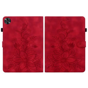For Realme Pad 2 11.5 Lily Embossed Leather Tablet Case(Red)