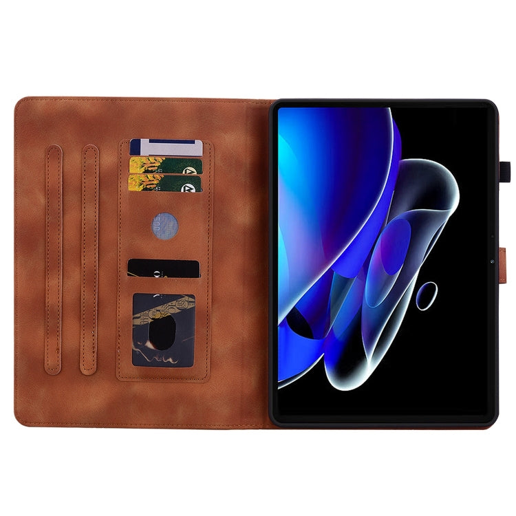 For Realme Pad X Lily Embossed Leather Tablet Case(Brown)