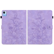 For Realme Pad X Lily Embossed Leather Tablet Case(Purple)
