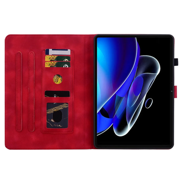For Realme Pad X Lily Embossed Leather Tablet Case(Red)