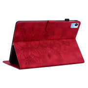 For Realme Pad X Lily Embossed Leather Tablet Case(Red)