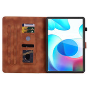 For Realme Pad 10.4 Lily Embossed Leather Tablet Case(Brown)