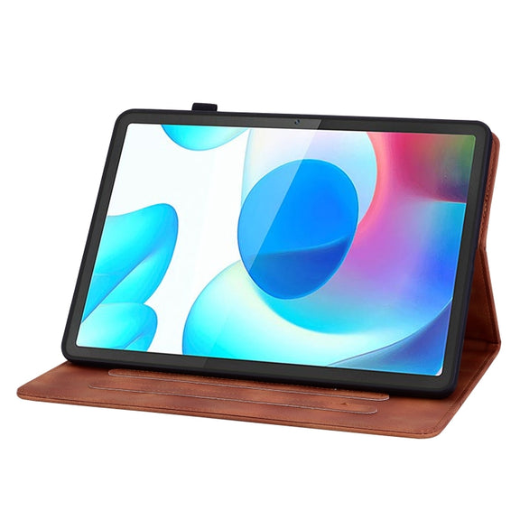 For Realme Pad 10.4 Lily Embossed Leather Tablet Case(Brown)