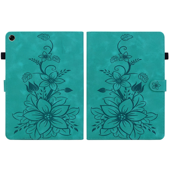 For Realme Pad 10.4 Lily Embossed Leather Tablet Case(Green)