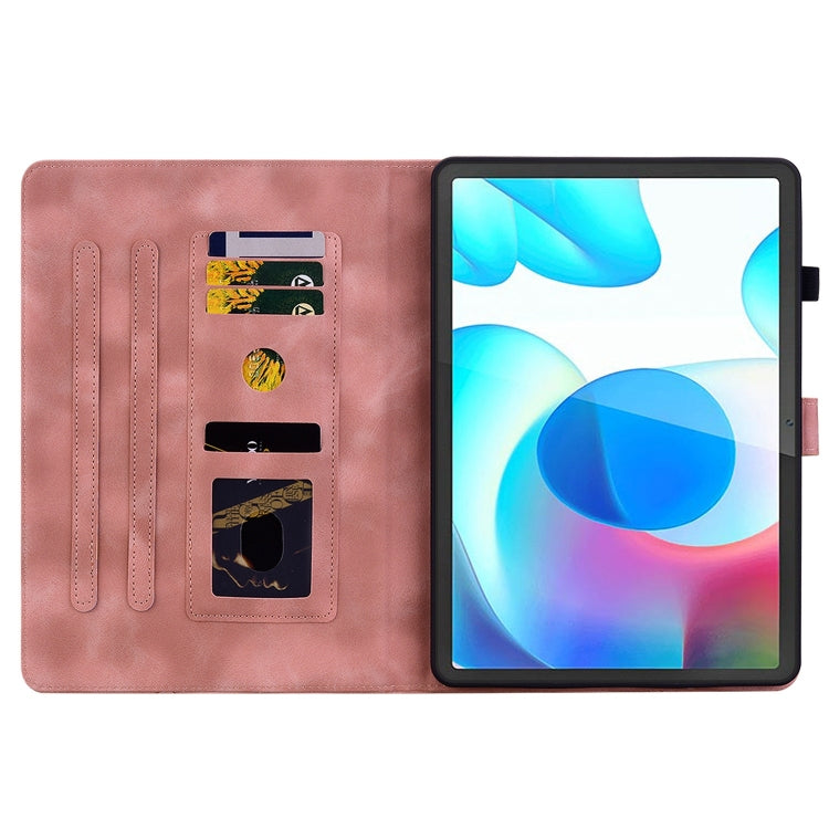 For Realme Pad 10.4 Lily Embossed Leather Tablet Case(Pink)