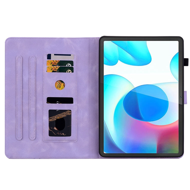 For Realme Pad 10.4 Lily Embossed Leather Tablet Case(Purple)
