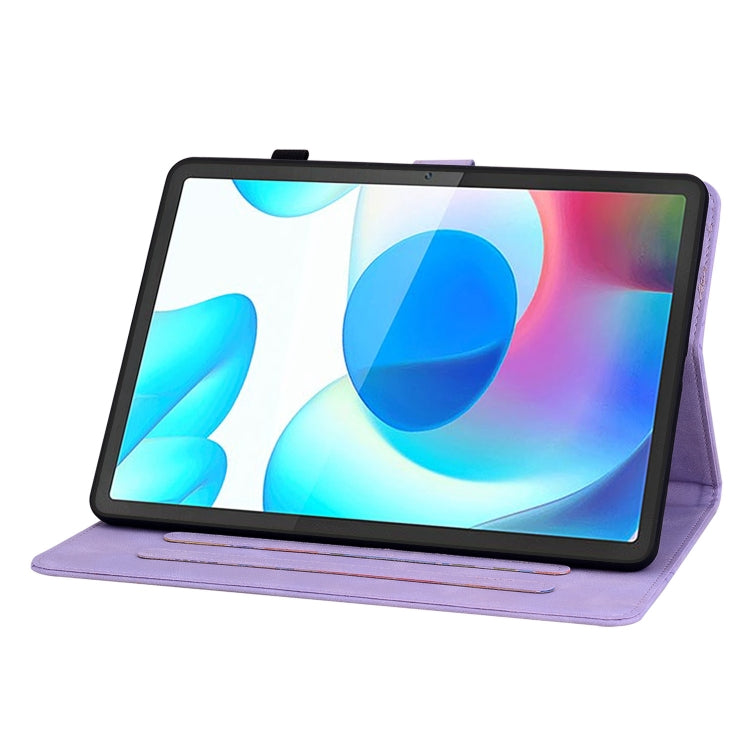For Realme Pad 10.4 Lily Embossed Leather Tablet Case(Purple)