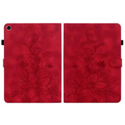For Realme Pad 10.4 Lily Embossed Leather Tablet Case(Red)