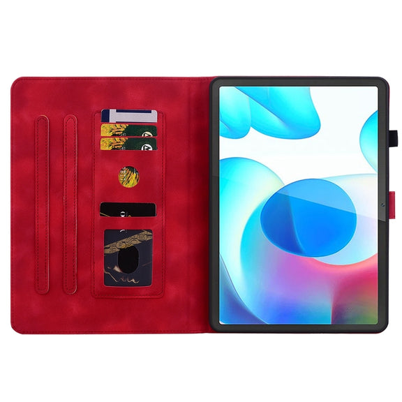 For Realme Pad 10.4 Lily Embossed Leather Tablet Case(Red)