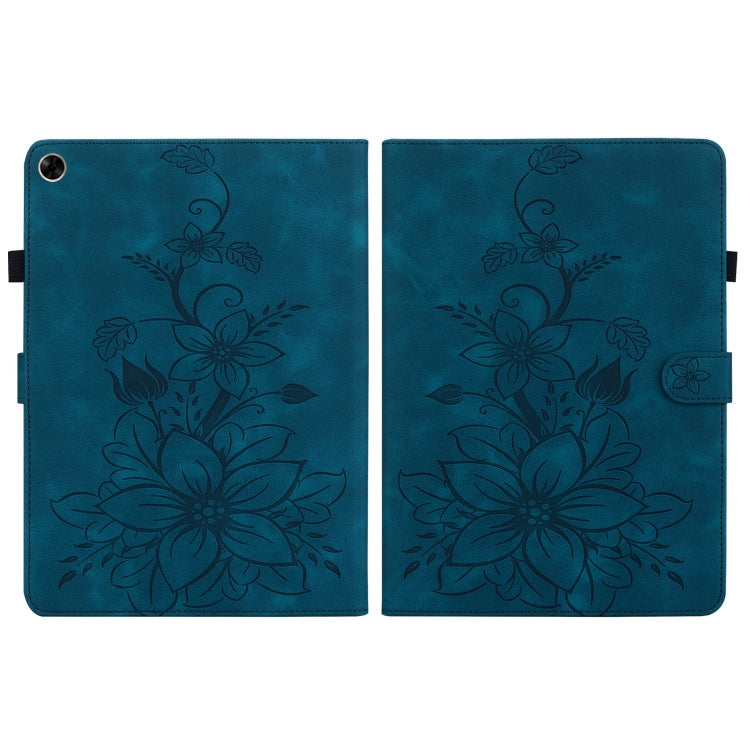 For Realme Pad 10.4 Lily Embossed Leather Tablet Case(Dark Blue)
