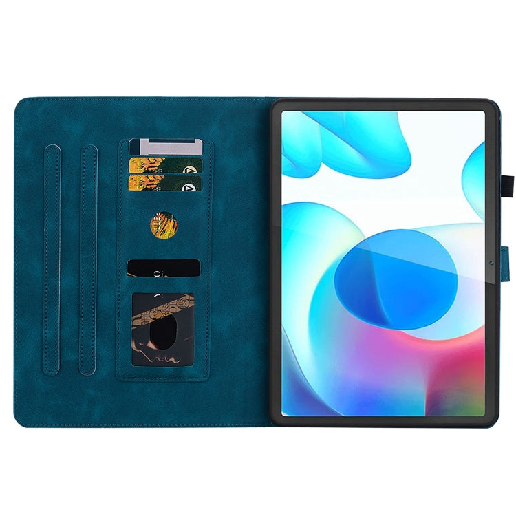 For Realme Pad 10.4 Lily Embossed Leather Tablet Case(Dark Blue)