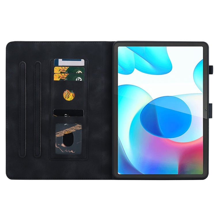 For Realme Pad 10.4 Lily Embossed Leather Tablet Case(Black)