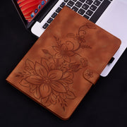 For OPPO Pad Air Lily Embossed Leather Tablet Case(Brown)