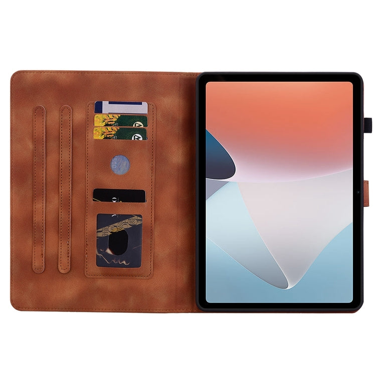 For OPPO Pad Air Lily Embossed Leather Tablet Case(Brown)