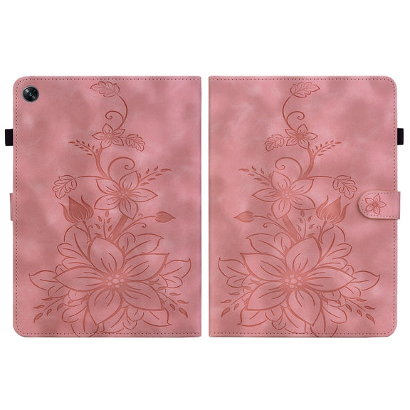 For OPPO Pad Air Lily Embossed Leather Tablet Case(Pink)