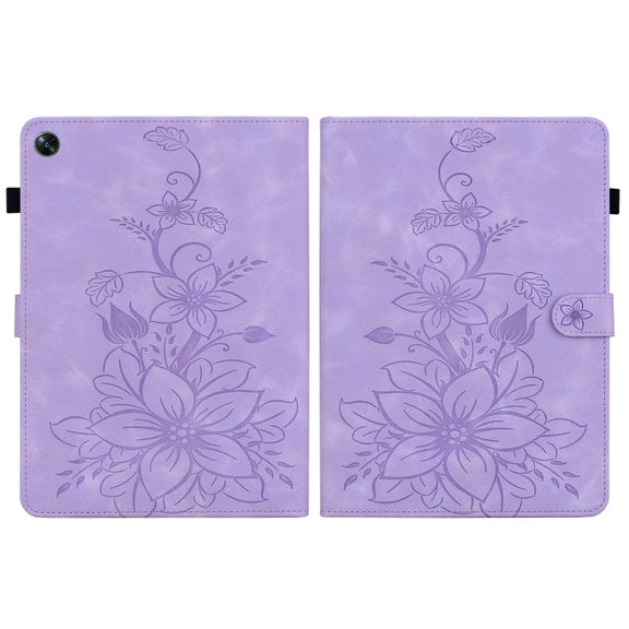 For OPPO Pad Air Lily Embossed Leather Tablet Case(Purple)