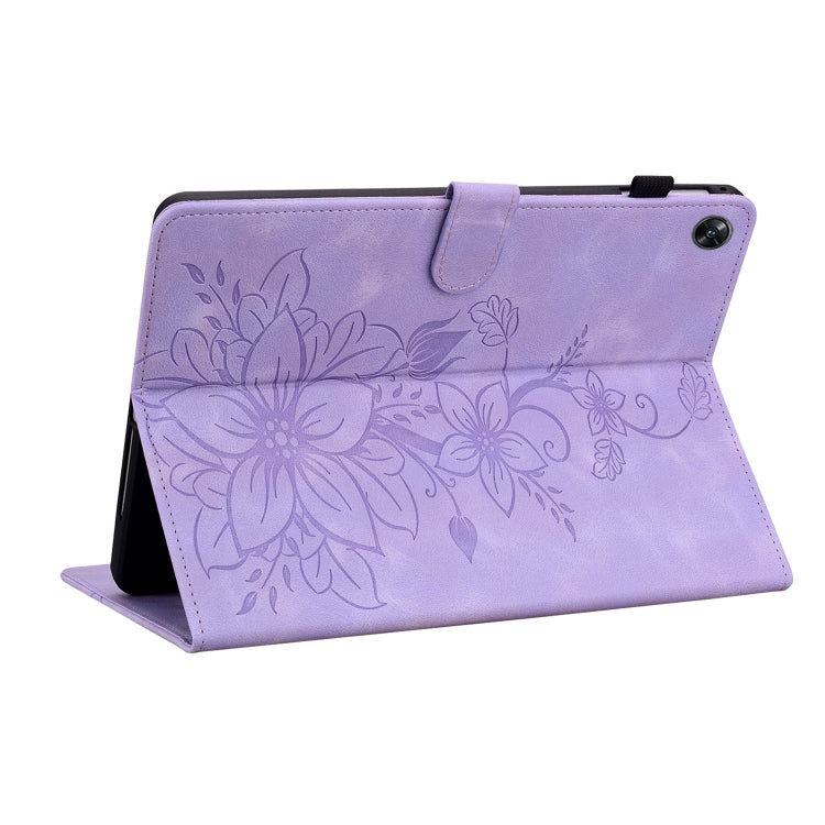 For OPPO Pad Air Lily Embossed Leather Tablet Case(Purple)