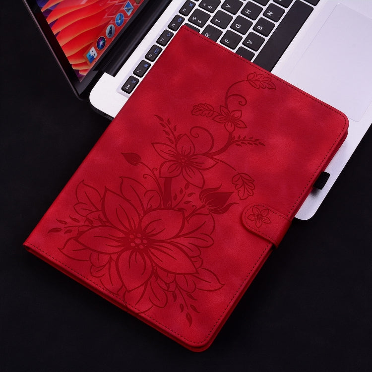 For OPPO Pad Air Lily Embossed Leather Tablet Case(Red)