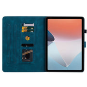 For OPPO Pad Air Lily Embossed Leather Tablet Case(Dark Blue)
