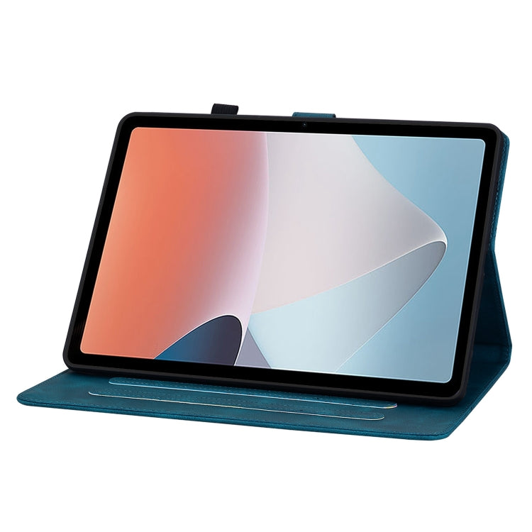 For OPPO Pad Air Lily Embossed Leather Tablet Case(Dark Blue)