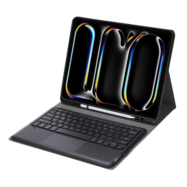 For iPad Pro 13 2024 A14B-A Detachable Ultra-Thin Bluetooth Touch Keyboard Leather Tablet Case with Pen Slot(Black)