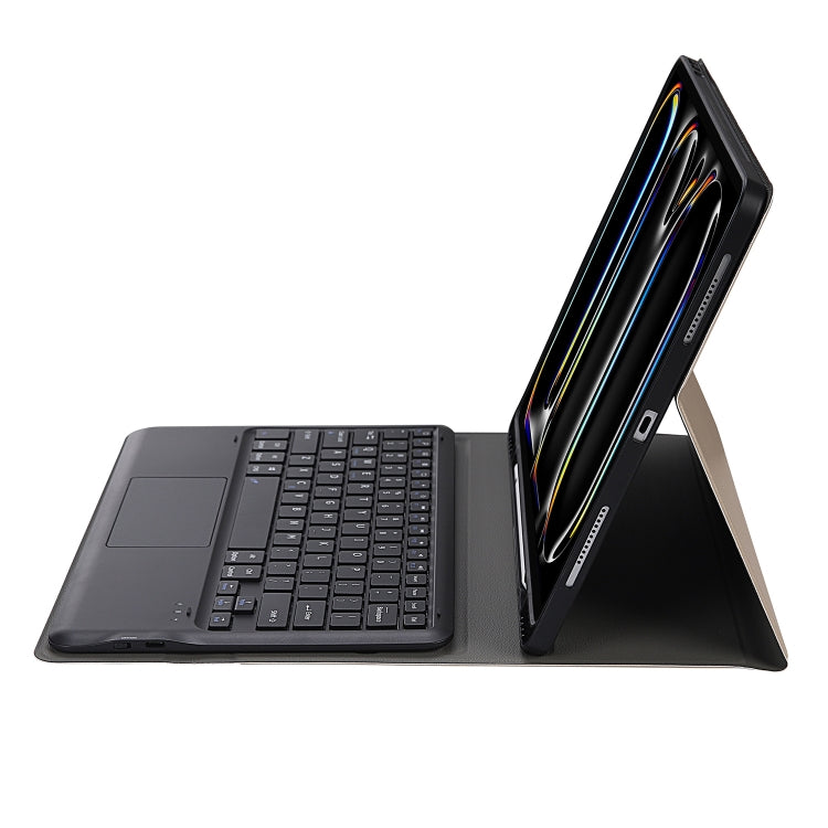 For iPad Pro 13 2024 A14B-A Detachable Ultra-Thin Bluetooth Touch Keyboard Leather Tablet Case with Pen Slot(Gold)