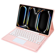 For iPad Pro 13 2024 A14B-A Detachable Ultra-Thin Bluetooth Touch Keyboard Leather Tablet Case with Pen Slot(Pink)