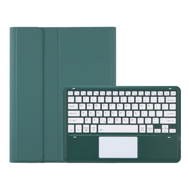 For iPad Pro 13 2024 A14B-A Detachable Ultra-Thin Bluetooth Touch Keyboard Leather Tablet Case with Pen Slot(Dark Green)