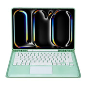 For iPad Pro 13 2024 A14B-A Detachable Ultra-Thin Bluetooth Touch Keyboard Leather Tablet Case with Pen Slot(Light Green)