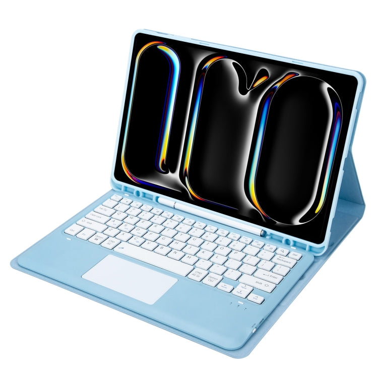 For iPad Pro 13 2024 A14B-A Detachable Ultra-Thin Bluetooth Touch Keyboard Leather Tablet Case with Pen Slot(Light Blue)