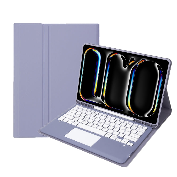 For iPad Pro 13 2024 A14B-A Detachable Ultra-Thin Bluetooth Touch Keyboard Leather Tablet Case with Pen Slot(Purple)