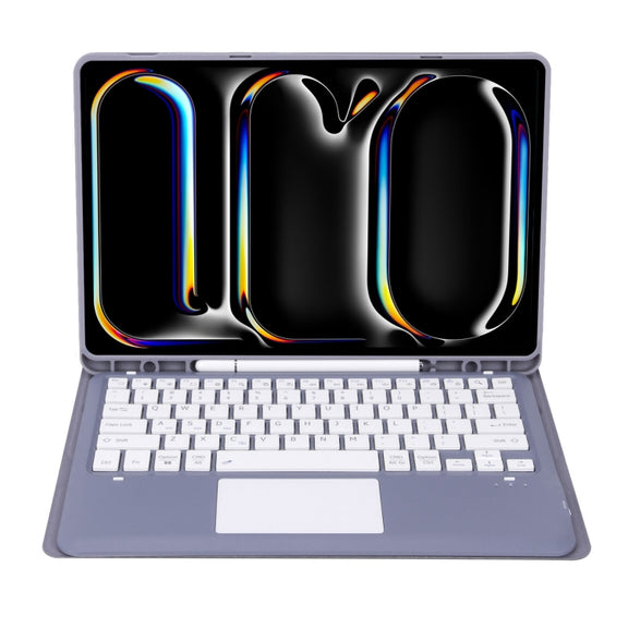 For iPad Pro 13 2024 A14B-A Detachable Ultra-Thin Bluetooth Touch Keyboard Leather Tablet Case with Pen Slot(Purple)