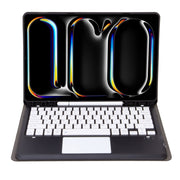 For iPad Pro 13 2024 A14B-A Detachable Ultra-Thin Bluetooth Touch Keyboard Leather Tablet Case with Pen Slot(Black White)