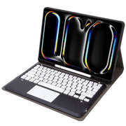 For iPad Pro 13 2024 A14B-A Detachable Ultra-Thin Bluetooth Touch Keyboard Leather Tablet Case with Pen Slot(Black White)