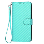 For Huawei Pura 70 YX0070 Carbon Fiber Buckle Leather Phone Case with Lanyard(Light Blue)