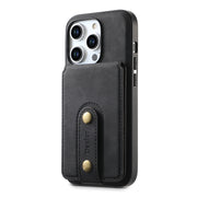 For iPhone 15 Pro Max Denior D14 NK Retro Pattern MagSafe Magnetic Card Holder Leather Phone Case(Black)