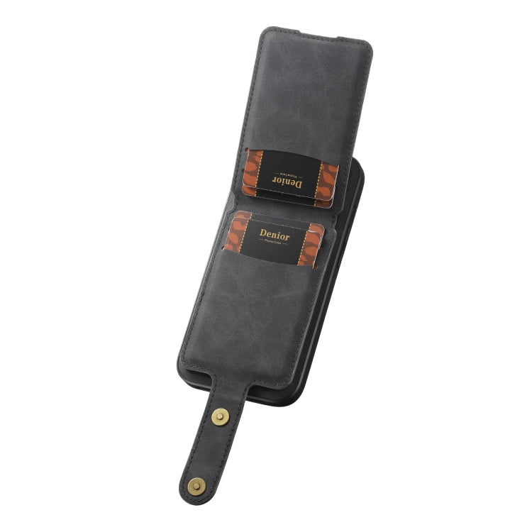 For iPhone 15 Pro Max Denior D14 NK Retro Pattern MagSafe Magnetic Card Holder Leather Phone Case(Black)
