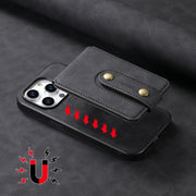 For iPhone 15 Pro Max Denior D14 NK Retro Pattern MagSafe Magnetic Card Holder Leather Phone Case(Black)