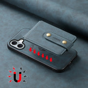 For iPhone 16 Denior D14 NK Retro Pattern MagSafe Magnetic Card Holder Leather Phone Case(Blue)