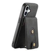 For iPhone 16 Plus Denior D14 NK Retro Pattern MagSafe Magnetic Card Holder Leather Phone Case(Black)