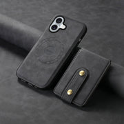 For iPhone 16 Plus Denior D14 NK Retro Pattern MagSafe Magnetic Card Holder Leather Phone Case(Black)