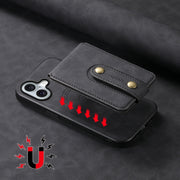 For iPhone 16 Plus Denior D14 NK Retro Pattern MagSafe Magnetic Card Holder Leather Phone Case(Black)