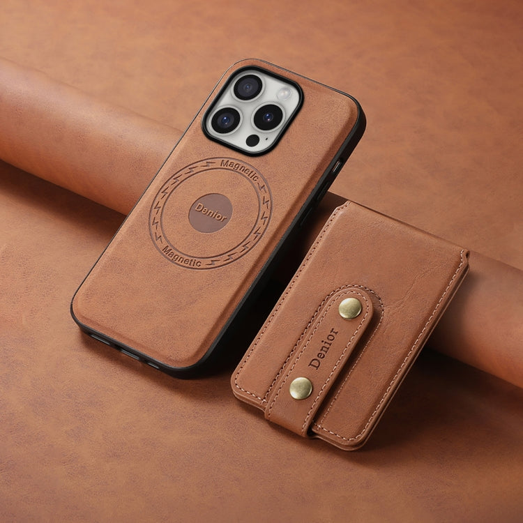 For iPhone 16 Pro Denior D14 NK Retro Pattern MagSafe Magnetic Card Holder Leather Phone Case(Brown)