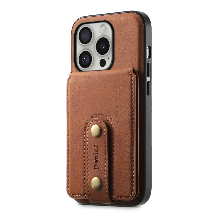 For iPhone 16 Pro Denior D14 NK Retro Pattern MagSafe Magnetic Card Holder Leather Phone Case(Brown)