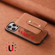 For iPhone 16 Pro Denior D14 NK Retro Pattern MagSafe Magnetic Card Holder Leather Phone Case(Brown)