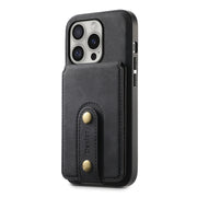 For iPhone 16 Pro Denior D14 NK Retro Pattern MagSafe Magnetic Card Holder Leather Phone Case(Black)