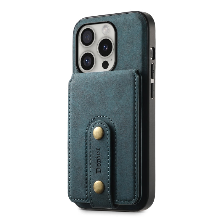For iPhone 16 Pro Max Denior D14 NK Retro Pattern MagSafe Magnetic Card Holder Leather Phone Case(Blue)
