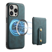 For iPhone 16 Pro Max Denior D14 NK Retro Pattern MagSafe Magnetic Card Holder Leather Phone Case(Blue)